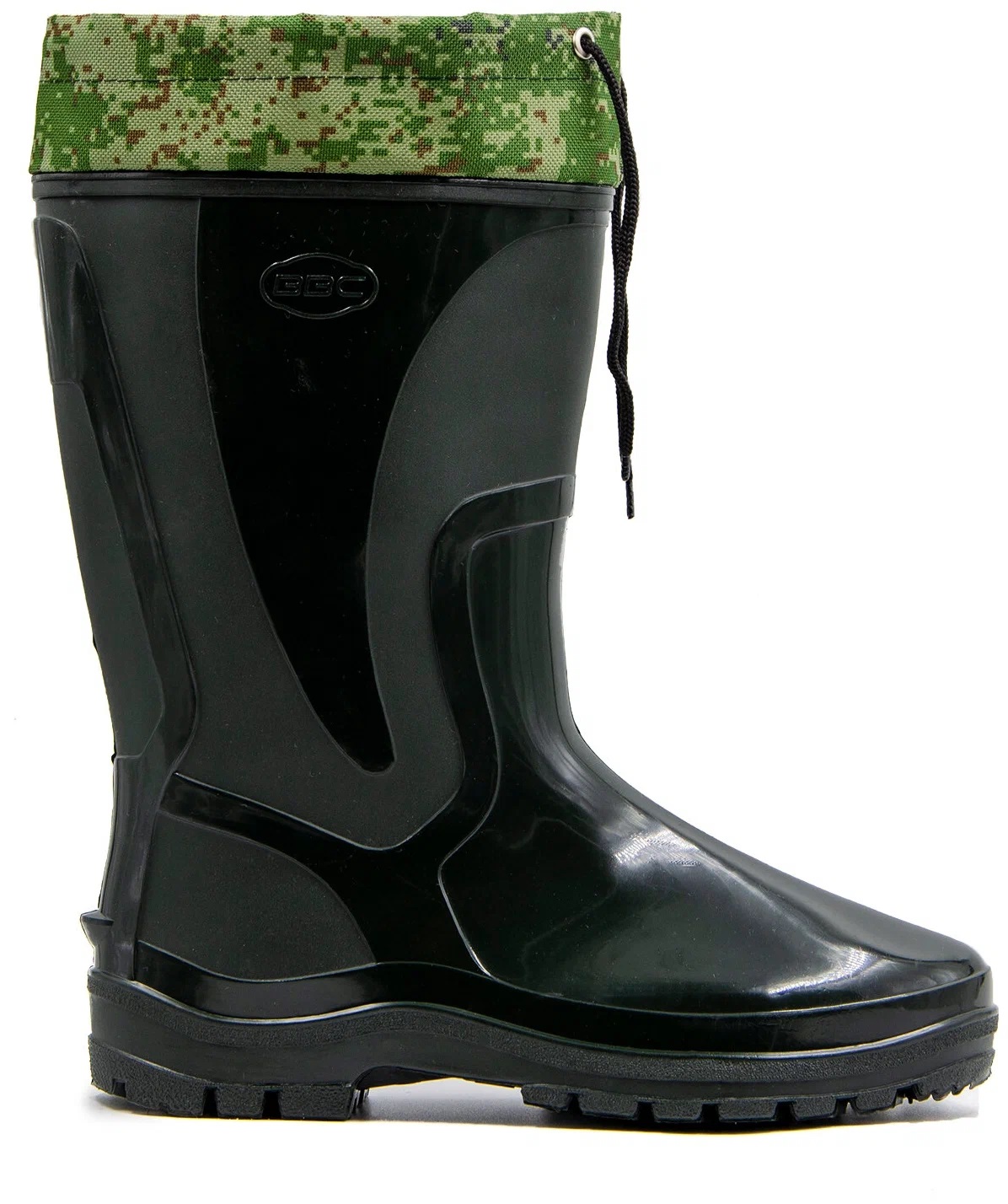 Сапоги мужские резиновые с манжетой (Зеленый, ПВХ)1