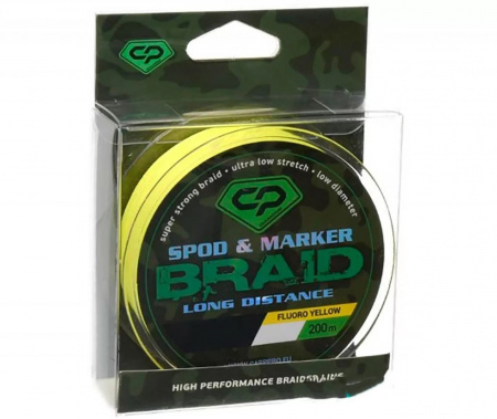 Маркерный и сподовый шнур 0.16 мм Желтый Carp Pro (Карп Про) - Spod and Marker Braid PE X4 Long Distance Fluo  Yellow 9.35 кг  20lb, 200 м 1